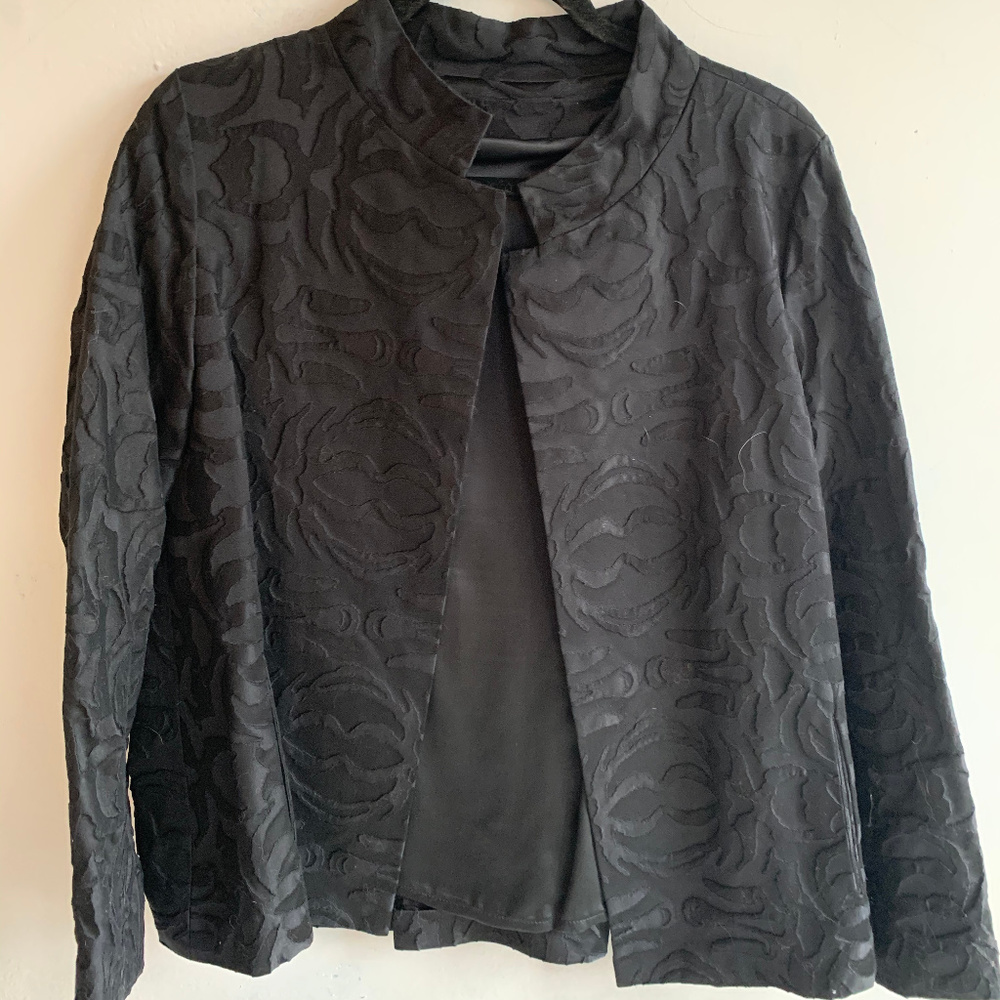 Vintage Black tapestry Cape Coat Trapeze Swing L